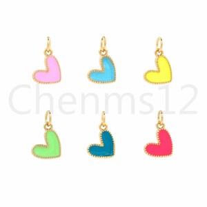 10 pcs,Enamel Pendant, 18K Gold Filled Heart Pendant, Love Charm, Enamel Charm, Red Heart Pendant, DIY Jewelry Making Supplies, 12x7.3x2.2mm