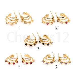 18K Gold Filled Flower Oorbellen, Flower Charm, Micropavé CZ Ronde Oorbellen, Doorboorde Oorbellen, DIY Sieraden Maken Benodigdheden,25.1x18.8x5.5mm