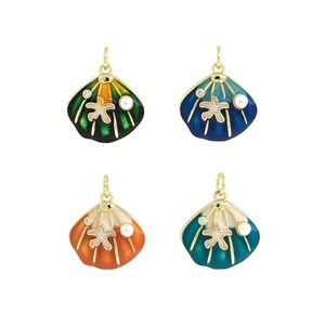 Micropavé CZ Shell Charm,Beach Pendants,Shell Pendant,Shell Necklace,18K Gold Filled Ocean Jewelry,DIY Jewelry Making Supplies,21x17x4mm