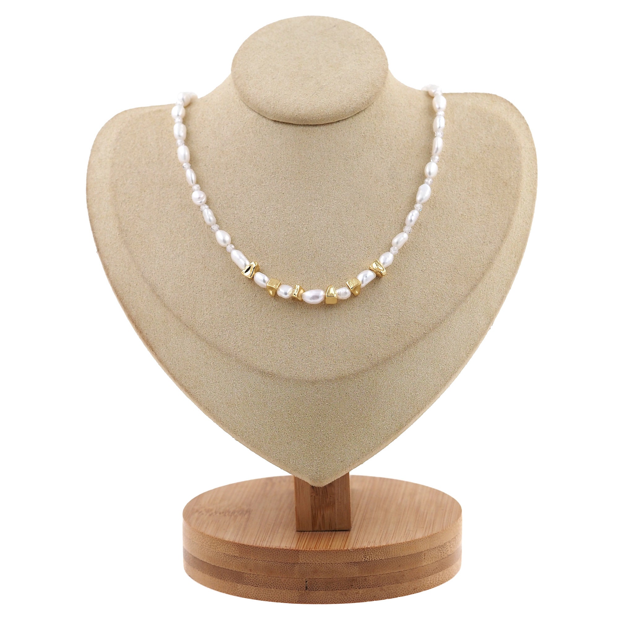 Pearl Necklace, 18K Gold Filled Beaded Necklace, Fashion Necklace 