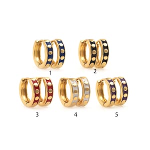 18K Gold Filled Round Earring,Pierced Earring,Geometric Earring,Enamel Hoop Earring,Gift for Her,DIY Jewelry Making Supplies,13x13.7x3.5mm