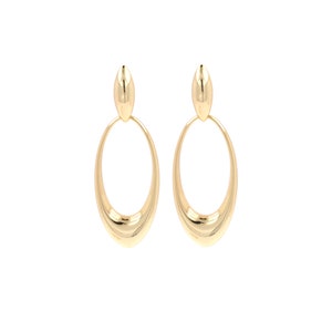 18K Gold Filled Drop Earrings,Gold Oval Earrings,Boho Earrings, Dainty Dangling Earrings,Gift for Her,68x24x5.5mm