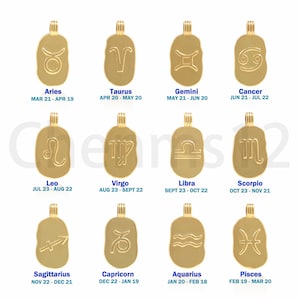 Pendentif Zodiac Carré, Charme Du Zodiaque Rempli d’Or 18K, Charme Du Zodiaque Or, Verseau, Sagittaire, Fournitures de Bijoux DIY, 24x13x1.7mm