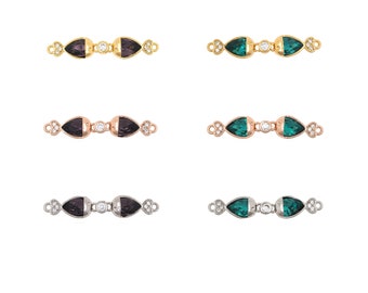 Conector de circón relleno de oro de 18 quilates, conector de gota de agua de barra, conector de lágrima Micro pavé CZ, suministros de fabricación de joyas DIY, 5,3*27*3,5mm