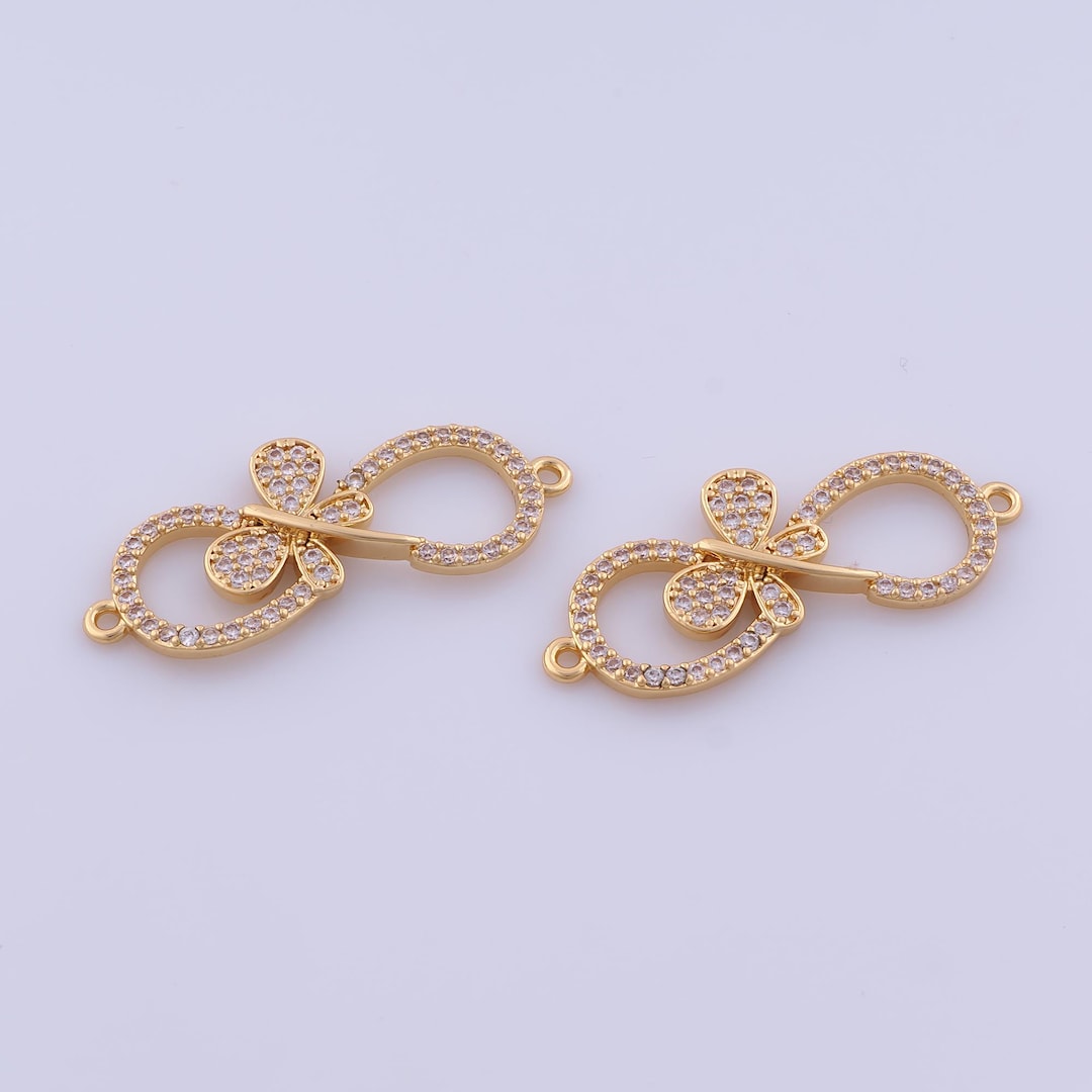 Infinity Connector, Micropavé CZ Butterfly Connector, 18K Gold Filled ...
