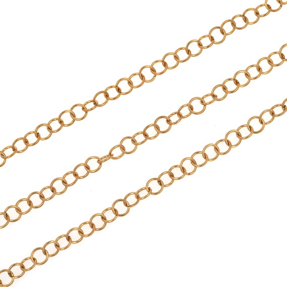 18Kゴールドフィルドラウンドチェーン、ステンレススチールチェーン