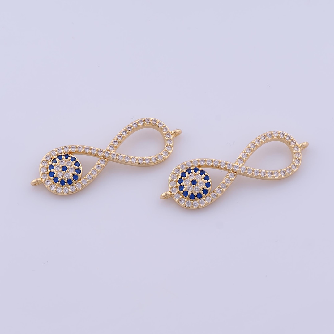 Infinity Connector, Micropavé CZ Infinity Connector, 18K Gold Filled ...