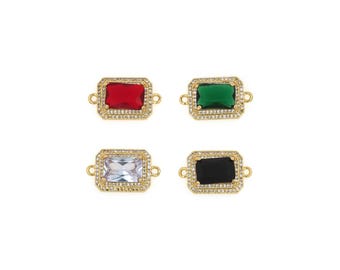 Viereckiger Verbinder, rechteckiger Verbinder, Micro Pavé CZ Charm Verbinder, 18K Gold Filled Verbinder Charm, DIY Schmuckzubehör, 23x13.5 x 6 mm