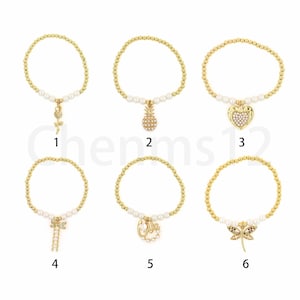 Beaded Bracelet, Micropavé CZ Flower Bracelet, 18K Gold Filled Bead Bracelet, Heart Bracelet, Insect Bracelet, Gift for Friends
