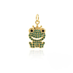 Frog Necklace,18K Gold Filled Toad Charm, Micropavé CZ Frog Pendant, Animal Pendant,Gift For Her,DIY Jewelry Making Supplies,21.4*10.9*1.9mm