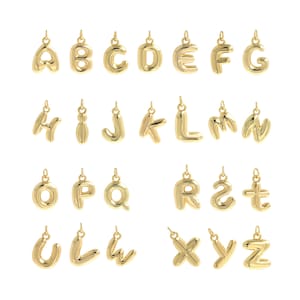 Colgante con inicial chapada en oro de 18 quilates, collar de 26 letras, dije con palabra, colgante con letra, joyería con letras, suministros para hacer tú mismo, 20 x 12 x 4 mm