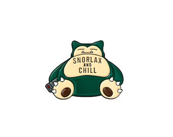 Snorlax & Chill Enamel Pin - Soft Enamel Pin - Lapel Pin - Pokemon Pin - Fanart Pin