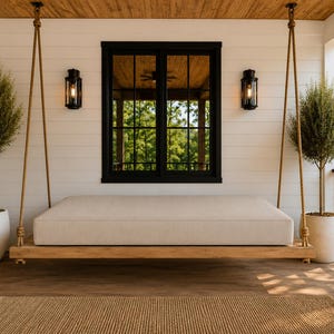 Sunbrella Outdoor Twin Mattress Cover – Canvas Flax - Zippered for Outdoor Daybed, Hanging Porch Swing or Platform Bed - Quick Ship
