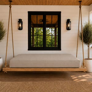Sunbrella Twin Size Outdoor Mattress Cover – for Outdoor Bed, Hanging Daybed, Porch Swing in Antique Beige - Quick Ship - by Outdoor Alcove