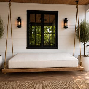 Sunbrella Canvas White Twin Outdoor Mattress Cover - Quick Ship for Daybed, Porch Swing