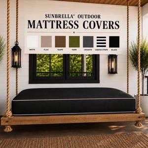 Sunbrella Twin Outdoor Mattress Cover for Porch Daybed Bed Swings - In Stock Quick Ship - Multiple Colors & Sizes Available