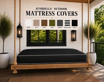 Sunbrella Twin Outdoor Mattress Cover for Porch Daybed Bed Swings - Multiple Colors & Depths Available