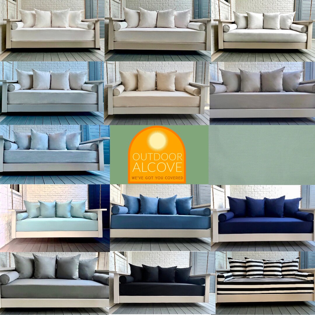 Sunbrella Set Twin Size Outdoor Mattress Cover, Two Bolster Pillows