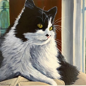Original Cat Painting, Cat Wall Decor, cat canvas art, cat lover gift, original cat art