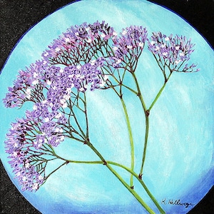 Floral decor, purple flower wall art, turquoise wall art, abstract flower paintings, modern wall art,  Acrylic flower paintings