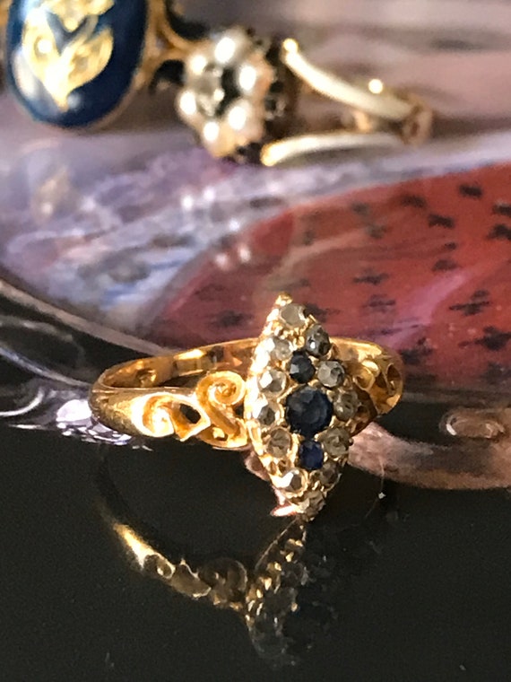 Victorian marquise ring with rose cut diamonds and