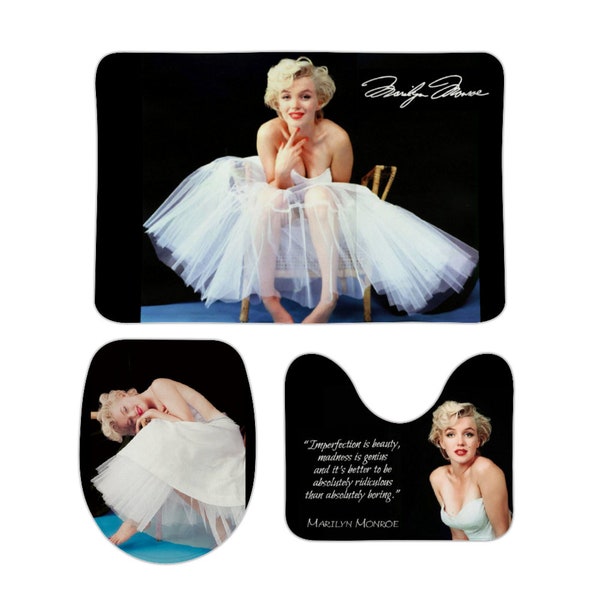 Marilyn Monroe Ballerina Velvet Floor Mat Set 15.7" x 23.6" x 0.3"/17.7" x 13.8" x 0.3"/15.7" x 13.8" x 0.3"