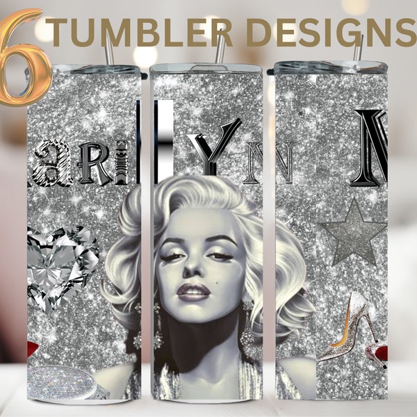 SIX Marilyn MonroeI Metallic Tumbler Designs/20oz Tumblers/Sublimation Design/Marilyn Monroe Tumblers