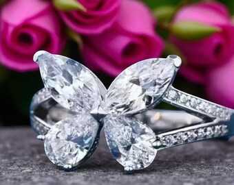STUNNING Moissanite Butterfly Diamond Ring, 925 Sterling Silver Ring, Butterfly Jewelry, Gift for Her, Best Friend Gift, April Birthstone!