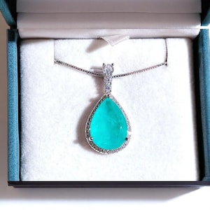 Neon Blue Green Paraiba Tourmaline Pendant | Glowing Gemstone Necklace, Unique Gift for Her, Birthstone Jewelry, October Birthday!