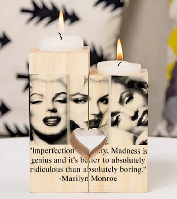 Marilyn Monroe Heart Wooden Candlestick/marilyn Monroe Candle