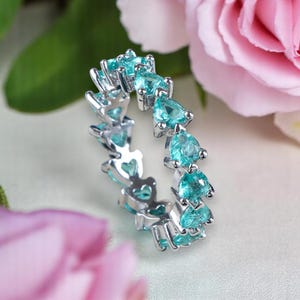 Heart Paraiba Tourmaline Ring: 925 Sterling Silver Gemstone Charm