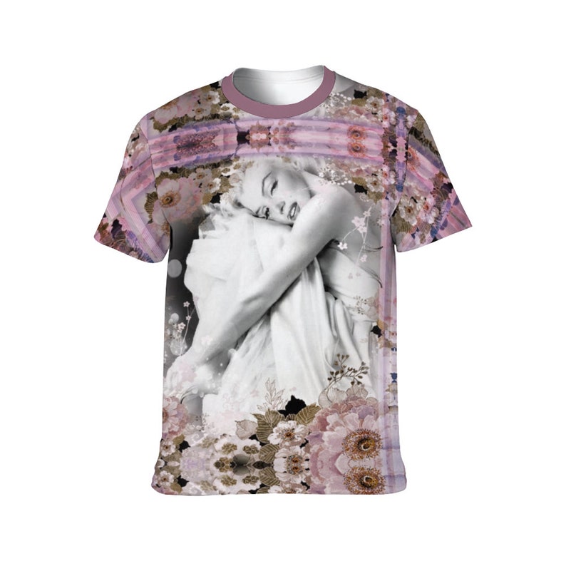 Marilyn Monroe Fantasy Print Unisex T-Shirts/Marilyn Monroe Tees/Marilyn Monroe Shirts  - Pink Flowers 