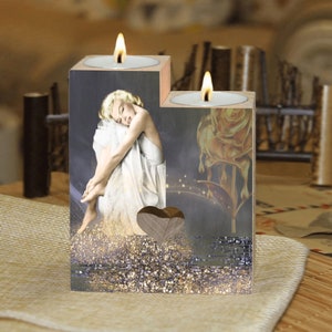 Marilyn Monroe Heart Wooden Candlestick/Marilyn Monroe Candle