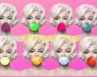 Marilyn Monroe Bubblegum Giant Color Pack Clip Art /Sublimation Design/Marilyn Bubblegum PNG Indiviudal Transparent Background