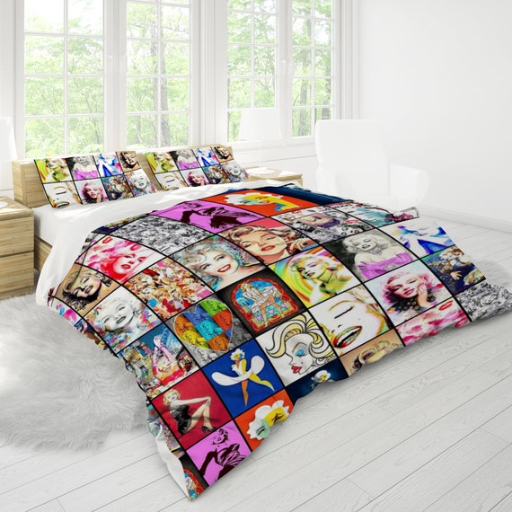 Marilyn Monroe 3 Piece Queen Sized Bedding Set Collage Theme Marilyn Monroe 3 Piece Queen Sized, Marilyn Monroe Bedding King Size