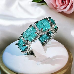 Heart Paraiba Tourmaline Ring: 925 Sterling Silver, Zircon Accents