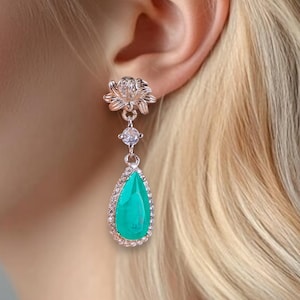 Paraiba Blue Dangle Drop Earrings – 925 Sterling Silver Tourmaline Earrings | Beach Wedding Jewelry, Anniversary, Gift for Her, Mothers Day!