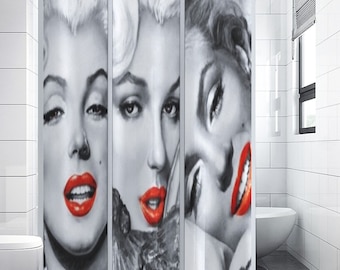 Marilyn Monroe Shower Curtain Red Lips Design/ Marilyn Monroe Bathroom/Marilyn Monroe Shower Curtain