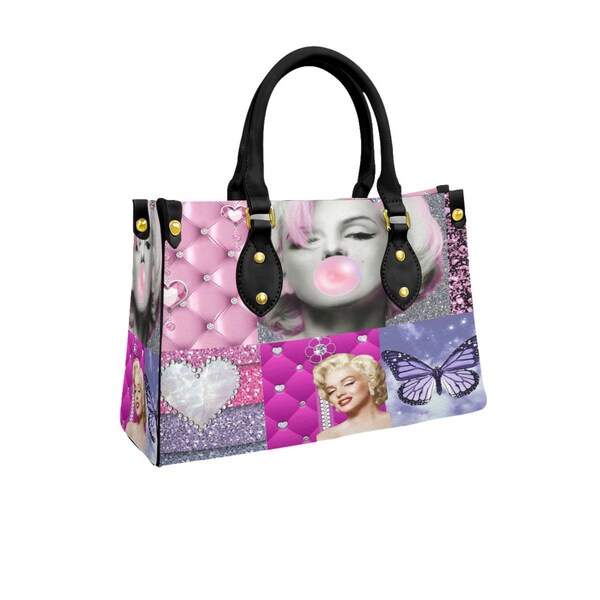 Marilyn Monroe "Pink" Vegan Leather Purse Shoulder bag Handbag with Rivets/Marilyn Monroe Handbags/Marilyn Monroe Purses