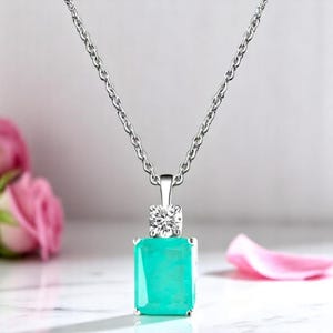 Neon Blue Paraiba Tourmaline Pendant | Glowing Gemstone Necklace, Unique Gift for Her, October Birthstone Jewelry, Dainty Charm, Blue Gems