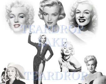 Sublimation Marilyn Monroe Black and White Digital Clipart SVG PNG Collage For Stickers, T-Shirt, Mugs, Projects/Marilyn Monroe SVG