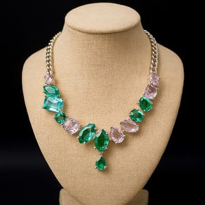 Emerald Necklace | CZ Diamond Tennis Chain | Elegant Wedding & Party Jewelry for Women, Statement Necklace, Gift for Her!