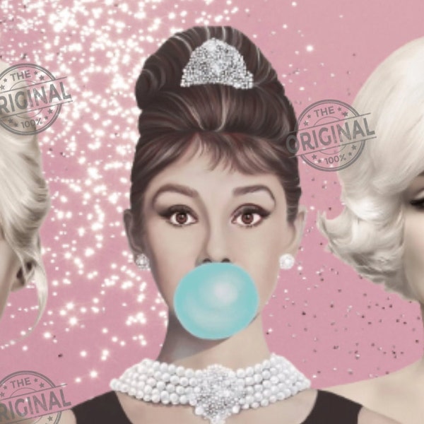 Marilyn, Audrey & Brigette Bubblegum Digital Designs - 4 STYLES - Marilyn Monroe, Audrey Hepburn ,Brigitte Bardot Bubblegum Digital Art