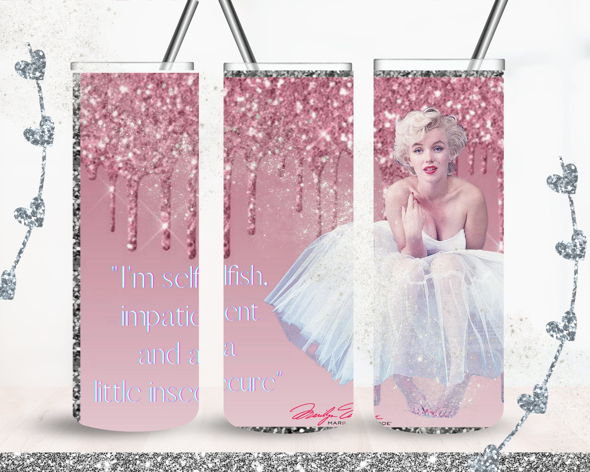 Marilyn Monroe Pink Flowers Vegan Leather Purse