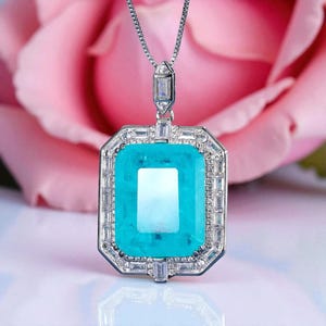 Paraiba Tourmaline Necklace: 925 Silver, Vintage Elegant Pendant