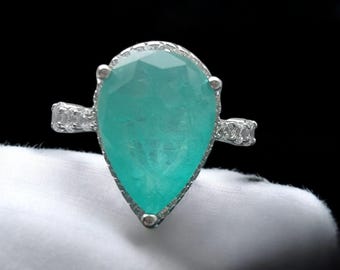 Blue Paraiba Tourmaline Ring: Stunning Neon Blue Gemstone, Ocean Color, October Birthstone, 925 Silver, Adjustable Ring, Cocktail Ring!
