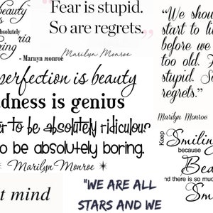 HUGE LOT Marilyn Monroe Quotes Variety Pack Clip Art Digital Download Sublimation PNG Images for Tumblers, Projects, Stickers,