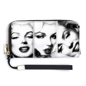 Marilyn Monroe Faux Leather Wallet with Credit Card Holders Money Organizer Zipper Purse Wristlet Handbag