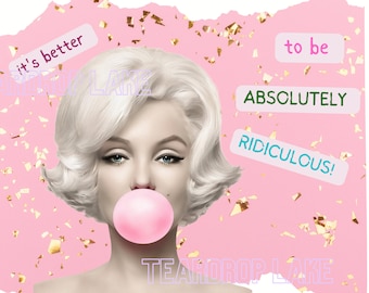 2 Hot Pink Bubblegum Marilyn Monroe Transparent Clipart Sublimation Graphic Download PNG/SVG Marilyn MonroeMarilyn Monroe Stickers