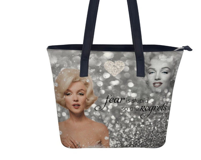 Marilyn Monroe Faux Leather Cruelty Free Stylish Handbag Collection- 'fear is stupid' Quote 